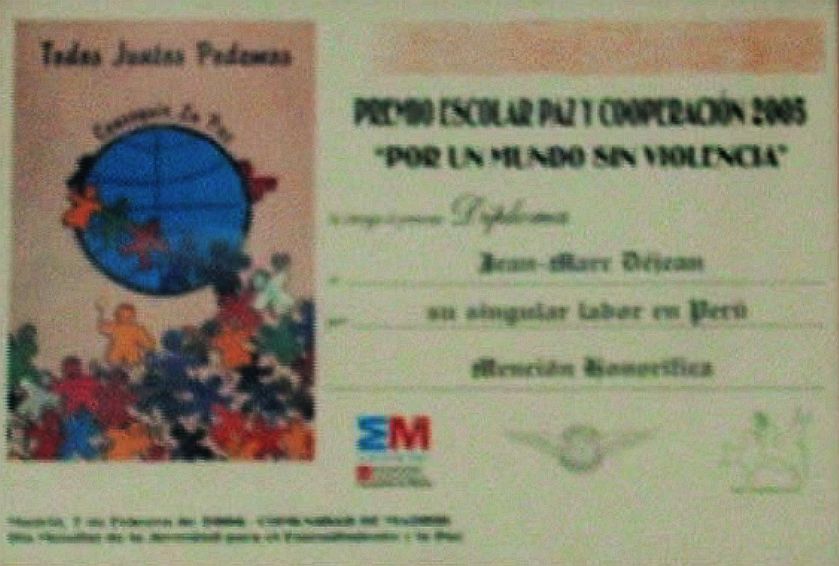 Prix Scolaire lors du concours "un monde sans violence" en fvrier 2006