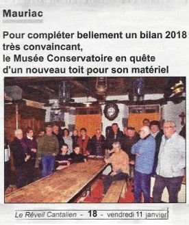Le Reveil Cantalien 11 janvier 2019 Assemblée Générale du Musée